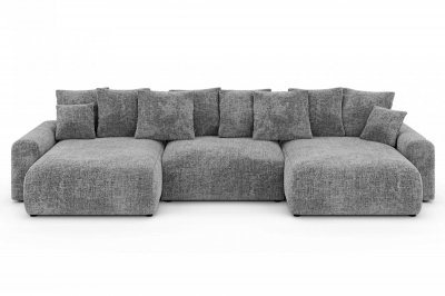 CASANOVA PARIS Canap&eacute; panoramique convertible tissu chenille 5 places gris fonc&eacute;