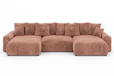 CASANOVA PARIS Canap&eacute; panoramique convertible tissu chenille 5 places terracotta