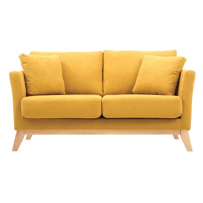 MILIBOO Canap&eacute; scandinave 2 places d&eacute;houssable effet velours moutarde OSLO