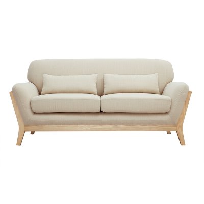 MILIBOO Canap&eacute; scandinave 2 places en tissu beige et bois clair YOKO - Naturel