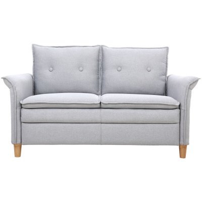 MILIBOO Canap&eacute; scandinave 2 places en tissu gris clair et bois clair cliff