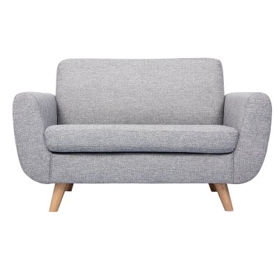 MILIBOO Canap&eacute; scandinave 2 places gris et h&eacute;v&eacute;a massif PURE - Gris clair