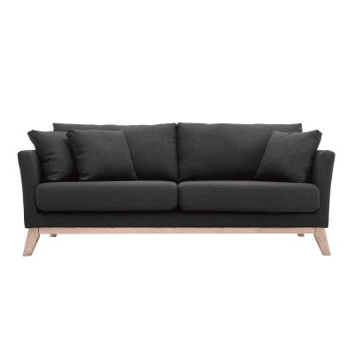 MILIBOO Canap&eacute; scandinave 3 places d&eacute;houssable gris fonc&eacute; et pieds bois OSLO