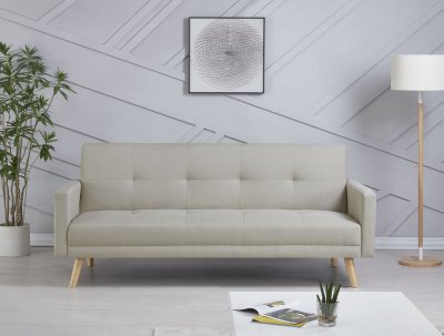 CONCEPT USINE Canap&eacute; scandinave convertible 3 places en tissu beige WOODEN