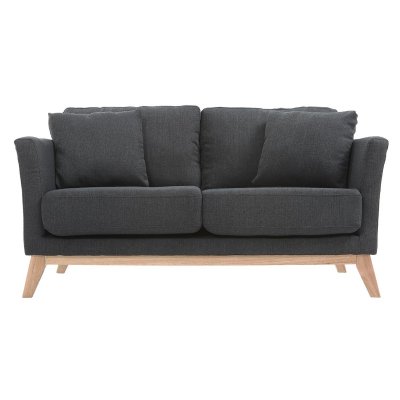 MILIBOO Canap&eacute; scandinave d&eacute;houssable 2 places en tissu gris fonc&eacute; et bois clair OSLO