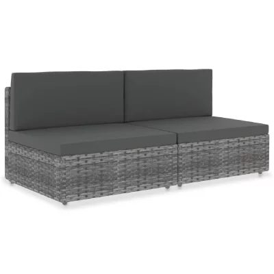 VIDAXL Canap&eacute; sectionnel 2 places R&eacute;sine tress&eacute;e Gris  - Gris