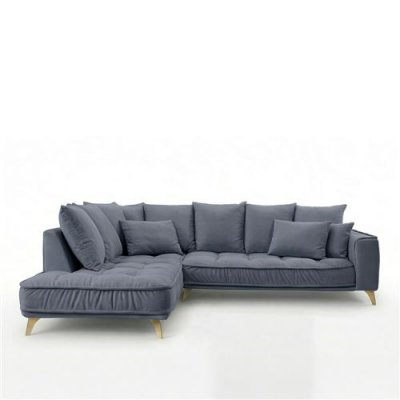  Canap&eacute; Tissu Angle Gauche Bleu Altamo - 4 Places - Bleu