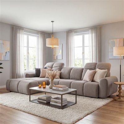 Canap&eacute; Tissu Angle gauche Gris clair Anacapri - 3 Places - Gris clair