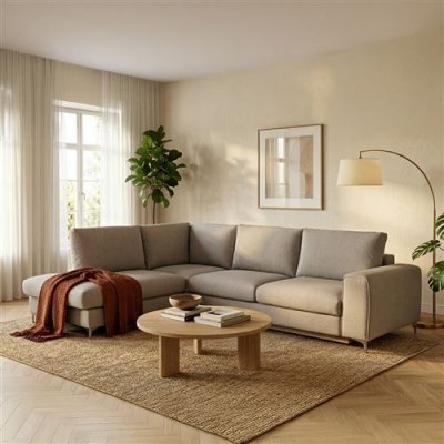  Canap&eacute; Tissu Angle Gauche Gris clair Fiesole 3 Places - Gris clair