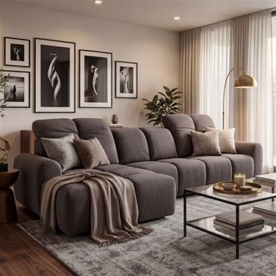  Canap&eacute; Tissu Angle gauche Gris fonc&eacute; Anacapri - 3 Places - Gris fonc&eacute;