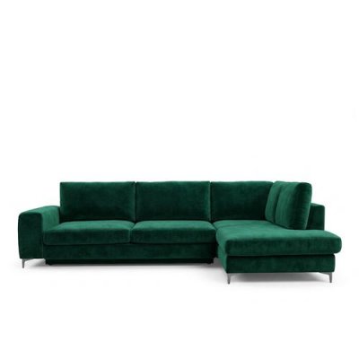 MAISON AUBERTIN Canap&eacute; Velours Angle Droit Vert Fiesole - 3 Places - Vert