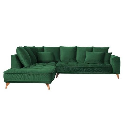 MAISON AUBERTIN Canap&eacute; Velours Angle Gauche Vert Altamo - 4 Places - Vert