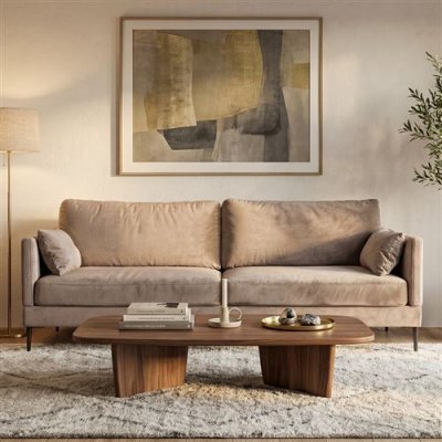 MAISON AUBERTIN Canap&eacute; Velours droit Beige Splendido - 2 Places