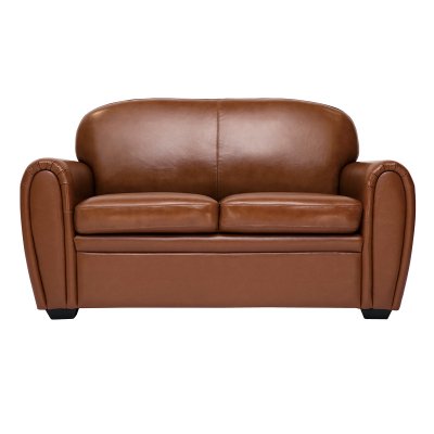 MILIBOO Canap&eacute; vintage 2 places marron et bois noir CLUB L153xP87.5xH89