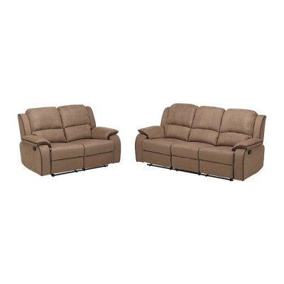 VENTE UNIQUE Canap&eacute;s 3 places et 2 places relax en microfibre HERNANI - Taupe