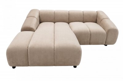 CASANOVA PARIS Candice - Canap&eacute; D'angle Tissu Velours 3 Places Beige Gauche