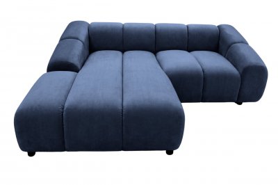 CASANOVA PARIS Candice - Canap&eacute; D'angle Tissu Velours 3 Places Bleu Droit