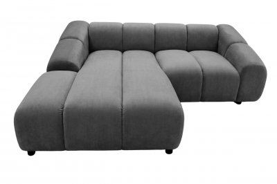 CASANOVA PARIS Candice - Canap&eacute; D'angle Tissu Velours 3 Places Gris Droit