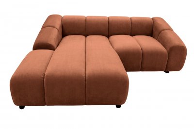 CASANOVA PARIS Candice - Canap&eacute; D'angle Tissu Velours 3 Places Terracotta Droit