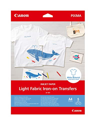 CANON  Lf-101 A4 Light Fabric Iron-on Transfers 5 Sheets Blanc