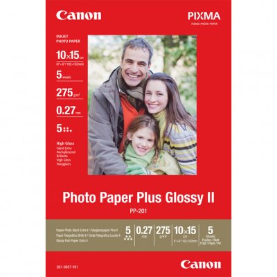CANON  Pp-201 10x15 Cm 5 Sheets Photo Paper Plus Glossy Ii Blanc