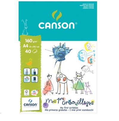 CANSON  Bloc papier &agrave; dessin Mes 1ers Gribouillages 40 feuilles A4 - 160 g