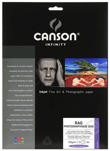 CANSON  Infinity Rag Photographique Duo Blanc Mat 220g A4 10 feuilles 