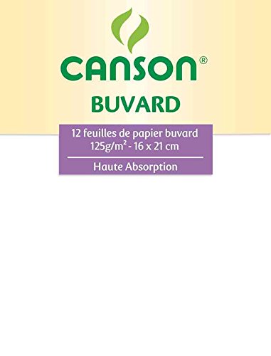GENERIQUE CANSON Lot de 3 Pochettes 12 Feuilles Buvard 125g 160 x 210 m Blanc
