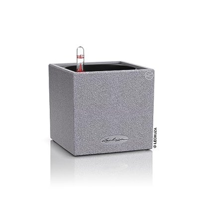 LECHUZA Canto Stone 14 - 14x14x14 cm - Kit Complet, gris pierre