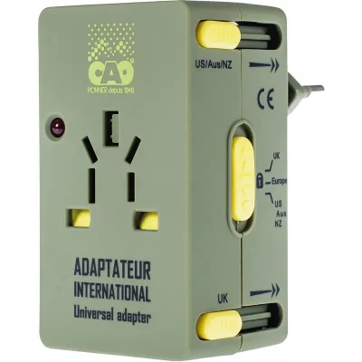 CAO  Adaptateur de prise universel - Kaki et jaune