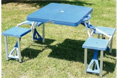 GENERIQUE Cao Table Valise Pique-Nique Camping, Bleu (Grise), 85 x 65 x 67 cm