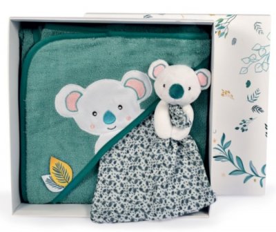 DOUDOU ET COMPAGNIE Cape de bain & doudou - yoca le koala  - taille 80*80  cm