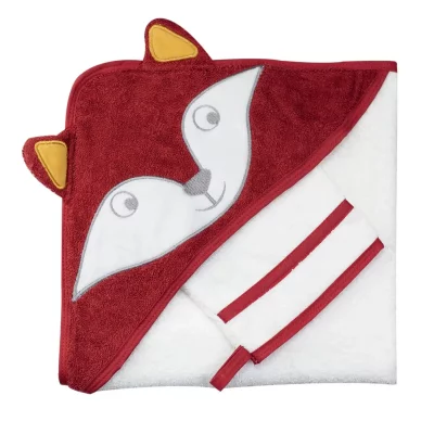 TROIS KILOS SEPT Cape de bain + gant Cache-cache en for&ecirc;t (70 x 70 cm)