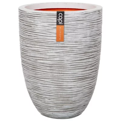 CAPI EUROPE Capi Pot &agrave; fleurs Nature Rib El&eacute;gant bas 36 x 47 cm Ivoire KOFI782