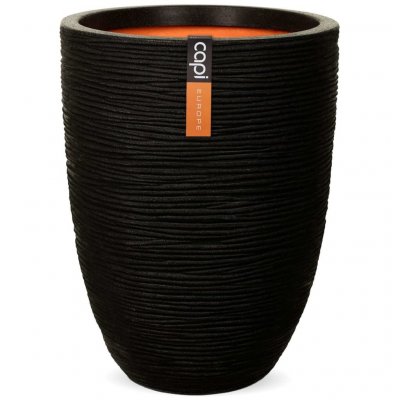 CAPI  Pot &agrave; fleurs Nature Rib &Eacute;l&eacute;gant bas 36 x 47 cm Noir KBLR782