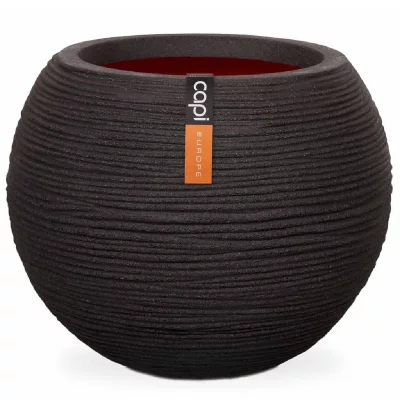 CAPI  pot &agrave; fleurs nature rib rond 40 x 32 cm noir kblr270 424217