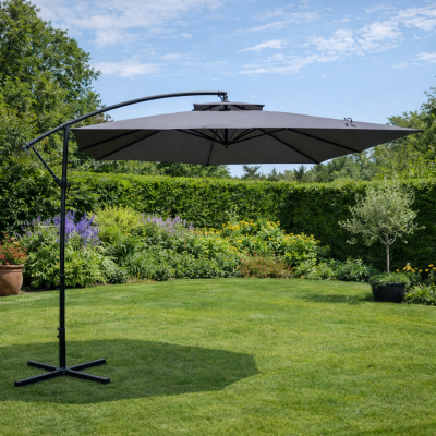 CONCEPT USINE CAPRI - Parasol d&eacute;port&eacute; carr&eacute; gris 3x3 m 