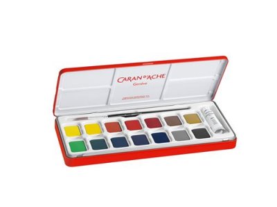 CARAN D ACHE Caran d'Ache : Studio Gouache : Set of 14 Pans & 10ml White