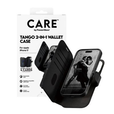 CARE BY PANZERGLASS  &Eacute;tui de t&eacute;lephone portefeuille Tango 2 en 1 avec MagSafe Apple iPhone 17 - Noir