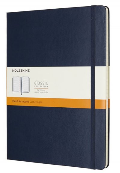 MOLESKINE Carnet classique tr&egrave;s grand format lign&eacute;  couverture rigide Bleu 