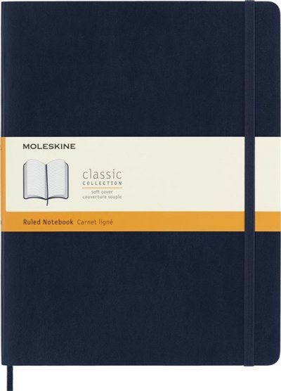 MOLESKINE Carnet classique tr&egrave;s grand format lign&eacute;  Couverture souple Bleu Saphir 