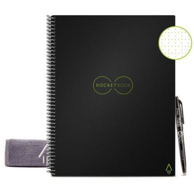 ROCKETBOOK Carnet Connect&eacute; R&eacute;utilisable &agrave; l'infini  Core Letter 21.6 cm x 28 cm A4 Noir 