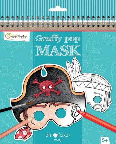 GENERIQUE Carnet de 24 masques en carton th&egrave;me gar&ccedil;on &agrave; d&eacute;corer