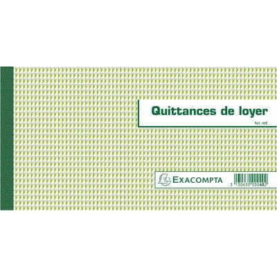 EXACOMPTA Carnet  &agrave; souche 13,5x18,5cm Quittances de loyer 50 feuillets