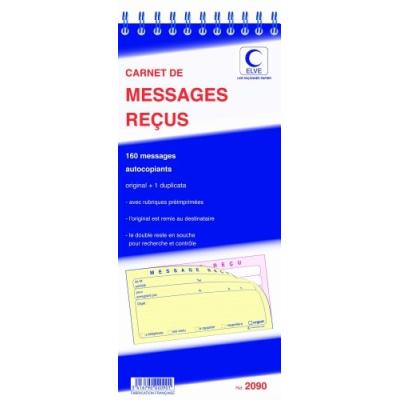 GENERIQUE Carnet Lebon & Vernay message recu autocopiant - 160 messages