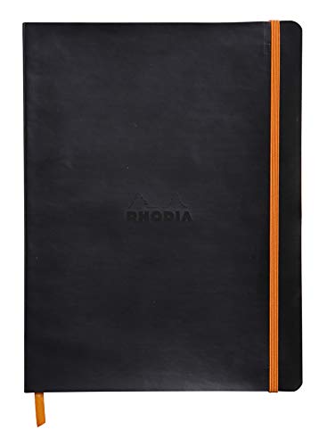 RHODIA Carnet rama souple 160 pages lign&eacute;es taupe noir