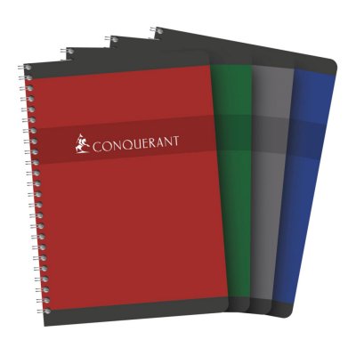 CONQUERANT Carnet spirales  148x210 petit carreaux 70g 180p