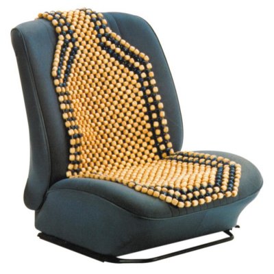 CARPOINT  Couvre-si&egrave;ge &agrave; billes de bois universel camel/noir 0323212