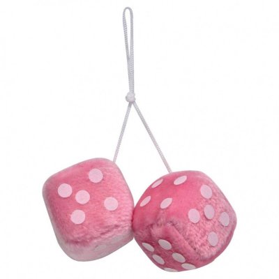 CARPOINT  Jeu de 2 d&eacute;s en peluche &agrave; suspendre - rose 0510085