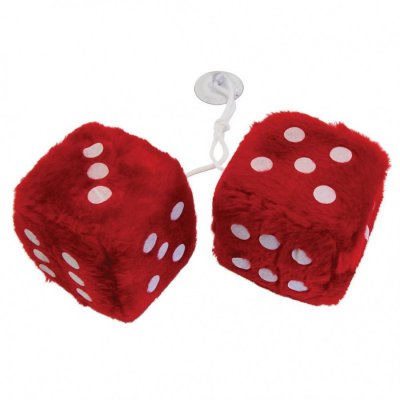CARPOINT  Jeu de 2 d&eacute;s en peluche &agrave; suspendre - rouge 0510079